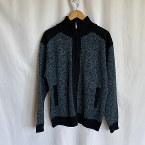 YeoKou Men's Classic Zip-Up Cashmere Wool Cotton Blend Cardigan Sweater XL EUC